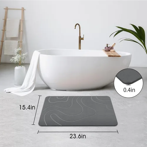 Vista 2 de ZIKIBL Stone Bath Mat Diatomaceous Earth Shower Mat Non-Slip Super Absorbent Diatomite Stone Mats for Bathroom Floor Quick-Drying Easy to Clean