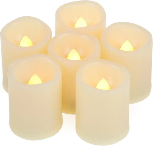 Vista 8 de CANDLE CHOICE Velas votivas sin llama que funcionan con pilas con temporizador, pequeñas luces LED con temporizador de ciclo diario automático