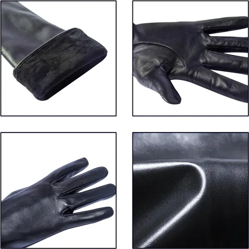 Vista 3 de Womens Long Leather Gloves Winter Touchscreen Opera Evening Dress Driving Gloves