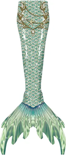 Vista 3 de LIANXUE Colas de sirenas para niñas y niños y adultos, fiesta en la piscina, traje de baño de sirenas para nadar, disfraz de cosplay de poliéster