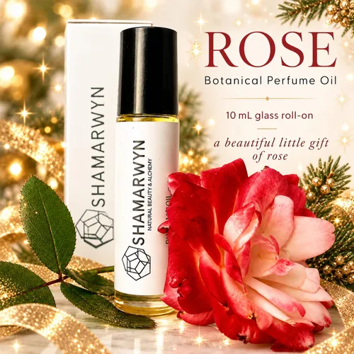 Vista 2 de Aceite de perfume de rosa, aceite de jojoba orgánico y mezcla de aceites Una rica fragancia floral de rosas, romántica y atemporal. Rollo