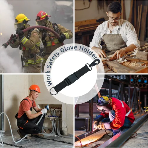 Vista 7 de MELOTOUGH Firefighter Gloves Straps Work glove holder with Reflective Tape Glove Clips for Quick Accessfor Firefighters