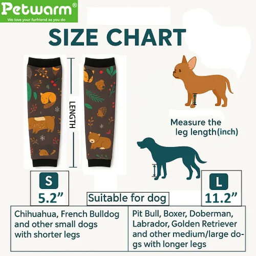 Vista 2 de Petwarm Juego de 4 fundas de recuperación para perros con estampado de bosque de zorro, fundas de apoyo para articulaciones sin conos para perros