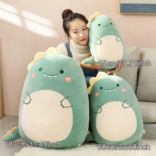 Vista 6 de Kekeso Almohada de dinosaurio de felpa para abrazar, lindo peluche de juguete de animal de felpa suave, peluche de dibujos animados para dormir
