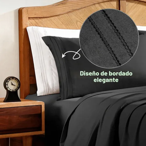 Vista 5 de ClevaHome Juego de Sábanas Individuales, Juego de Sábanas Tamaño Individual de 3 Piezas, Microfibra Ligera y Súper Suave de Fácil Cuidado - Juego