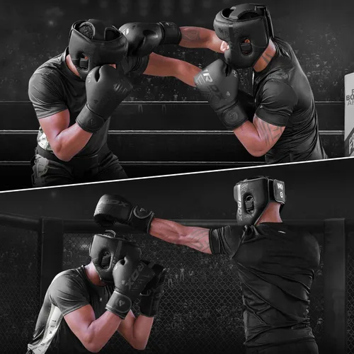 Vista 8 de RDX Casco de boxeo, entrenamiento de MMA, Kara acolchado ajustable, casco de Muay Thai, Kickboxing, Sparring, Artes Marciales, Karate, casco