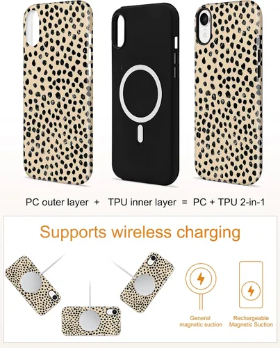 Vista 599 de Jusy Funda compatible con MagSafe con estampado de caparazón de tortuga marrón para iPhone 7/8/SE, cubierta protectora de TPU suave magnética
