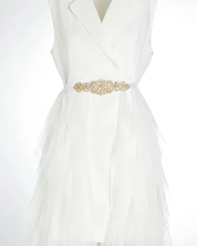 Vista 3 de Bridal Belt Handmade Crystal Wedding Sash Rhinestone Sash for Flower Girl Evening Dress