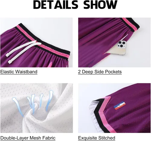 Vista 6 de DIOTSR Pantalones cortos deportivos de baloncesto para hombre, pantalones cortos de malla para entrenamiento casual para correr, con bolsillos