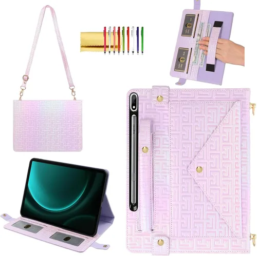 Vista 69 de Bolso Funda para Samsung Galaxy Tab S10 FE/S9 FE 10.9"/S9/S8/S7 11", Techcircle Folio con Soporte Cruzado, Billetera con Ranura para Lápiz S Pen