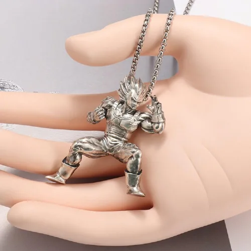 Vista 6 de Personalidad punk luchando pelo amarillo músculo anime personaje colgante collar para hombre motorista joyería