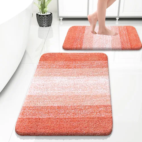 Vista 92 de OLANLY - Juego de tapetes para baño de 2 piezas, de microfibra, suaves y absorbentes, antideslizantes, lavables a máquina y para secadora, felpudos