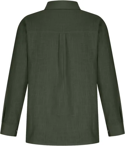 Vista 4 de Women's Striped Button Up Blouse Trendy Business Tops Dressy Soft Cotton Linen Tops Casual Long Sleeve Tops Fall Shirt