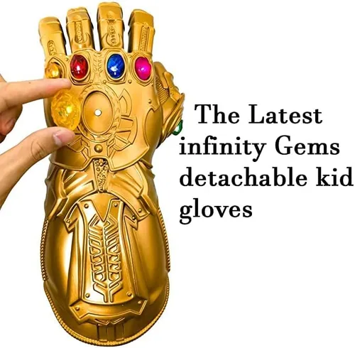 Vista 3 de Joyfully Guantelete infinito de SuperHero para niños con luz LED piedras magnéticas extraíbles guantelete infinito para regalos de cosplay guantes