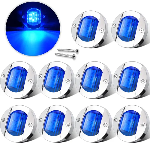 Vista 9 de ALFU 5 unids azul DC 12 V 3 pulgadas redondo barco marino luces interiores montaje popa LED luces de ancla de popa LED luces de pesca nocturna IP67