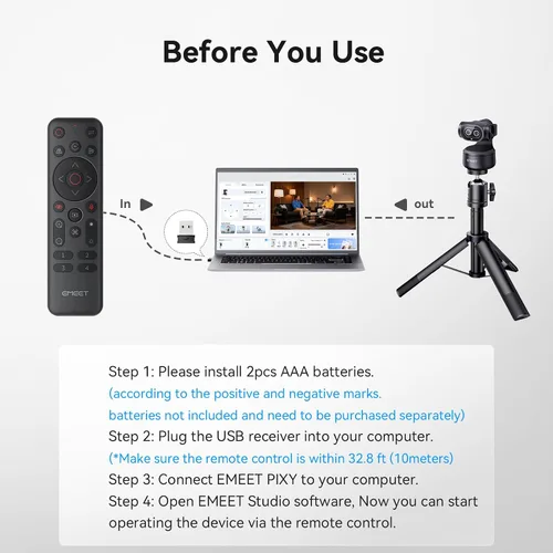 Vista 3 de EMEET PIXY Cámara PTZ con doble cámara 4K y control remoto