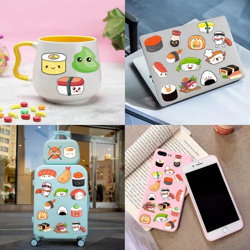 Vista 9 de 48 piezas de decoraciones de fiesta de sushi, tatuajes temporales