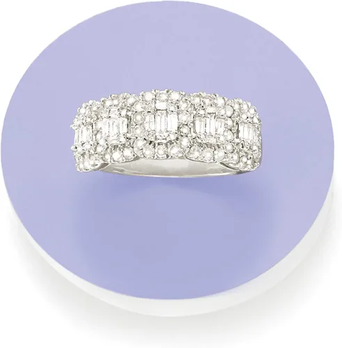 Vista 4 de Ross-Simons 1.00 ct. t.w. Round and Baguette Diamond Ring in Sterling Silver