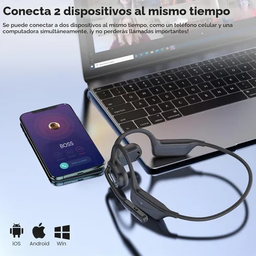 Vista 6 de MONODEAL Auriculares de oreja abierta con micrófono, auriculares Bluetooth 5.4 ligeros con botón de silencio de cancelación de ruido, auriculares