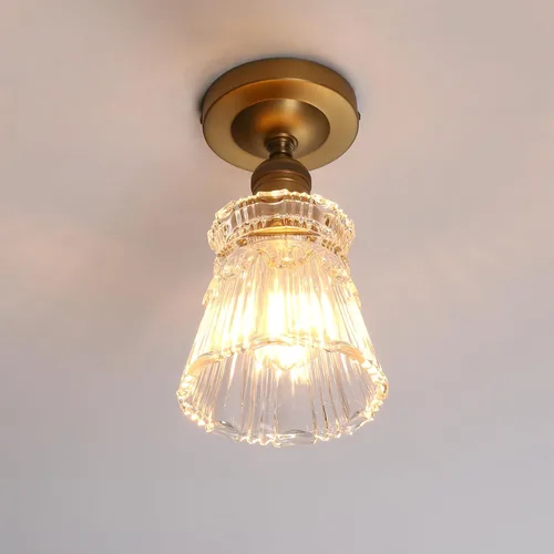 Vista 8 de Pathson Flush Mounted Ceiling Light with Heavy Handmade Crafts Glass, Modern Hardwired Stripes Ceiling Lamp Lighting for Living Room Bedroom
