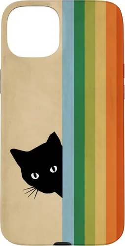 Vista 9 de Black Kitty Cat - Retro Vintage Rainbow Phone Case for iPhone 17