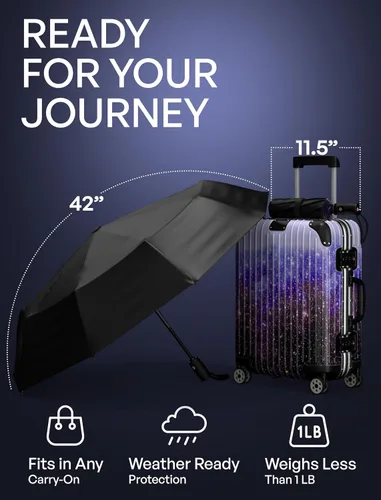 Vista 41 de REPEL Windproof Travel Umbrella - Compact & Withstands Winds up to 85MPH , Strongest Premium Auto Folding Umbrella for Rain and Sun - Durable, Light