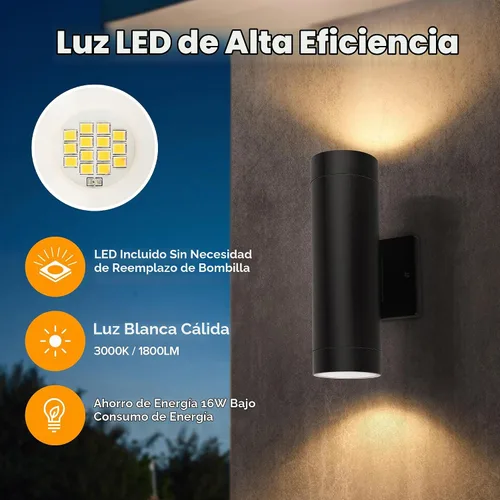 Vista 2 de LUTEC - Luces LED de pared para exteriores de 16 W, del atardecer al