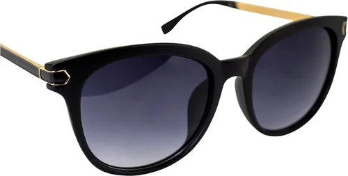 Vista 7 de AlterImage Allure Fashion - Gafas de sol retro para mujer, montura negra, con patillas de metal de doble color y lentes degradadas ahumadas, negro