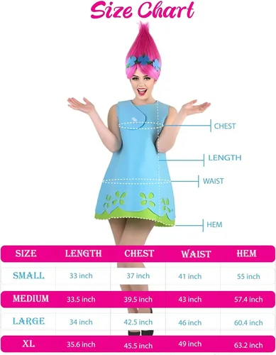 Vista 3 de HPO Colección de disfraces de princesa Troll mágica para mujer, disfraz de Halloween de lujo, varios tamaños
