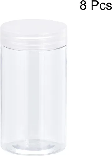 Vista 4 de uxcell Tarros redondos de plástico con tapa superior de rosca transparente, 8 onzas/8.5 fl oz, recipientes vacíos transparentes de boca ancha