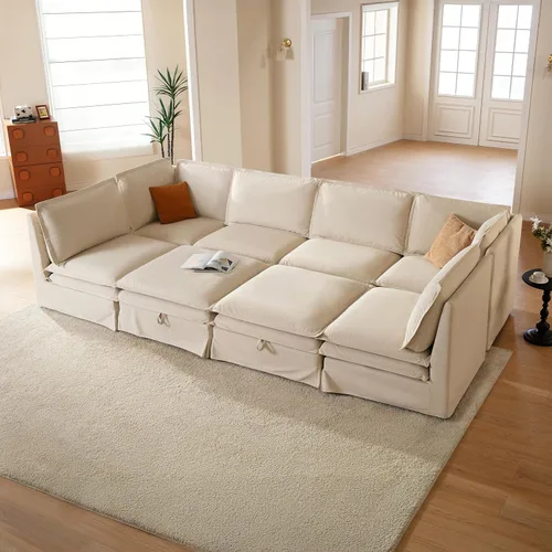 Vista 17 de Juego de sofá de 2 piezas de gran tamaño de 125 pulgadas para sala de estar, funda extraíble lavable, cómodo sofá nube de 3 plazas y sofá biplaza