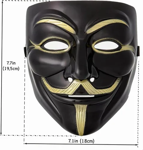 Vista 7 de Diximus - Máscara de V for Vendetta, máscara anónima de Guy Fawkes para Halloween, máscara de hacker