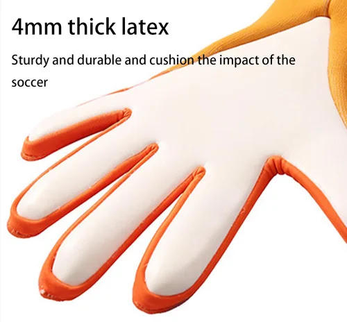 Vista 5 de Guantes de portero de fútbol prémium sin muñeca, guantes de portero con látex de 0.157 in para súper agarre y protección, antideslizantes