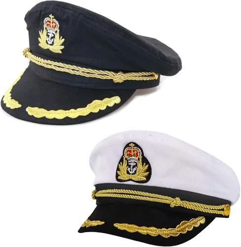 Vista 7 de Ibeauti Gorra unisex ajustable para adultos, disfraz de capitán Almirante, gorra de marinero para cosplay