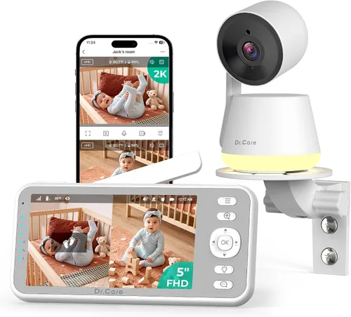 Vista 13 de Dr.Care LumiView Smart WiFi Baby Monitor con cámara y clip de montaje