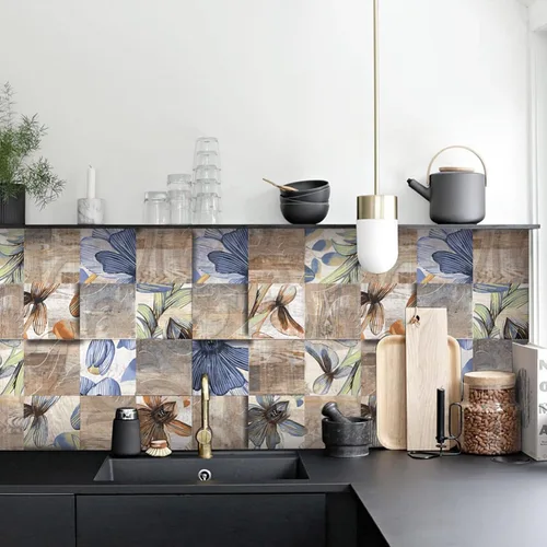 Vista 3 de Ochine 24 hojas para despegar y pegar azulejos en muro, papel tapiz floral para despegar y pegar, calcomanías de flores de mandala, vinilo 3D