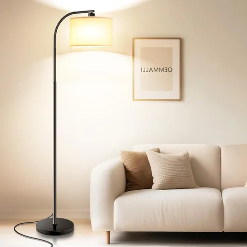 Vista 10 de Floor Lamp for Living Room,Modern Standing Lamps with 9W LED Bulb,65'' Silver Tall Floor Light with Fabric Shade,3 Color Temperatures Tall Lamp for