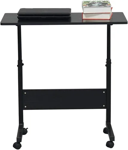 Vista 6 de Mesa auxiliar móvil, carrito de escritorio para laptop, mesa ajustable sobre la cama con ruedas, soporte de computadora para cama, sofá, sala
