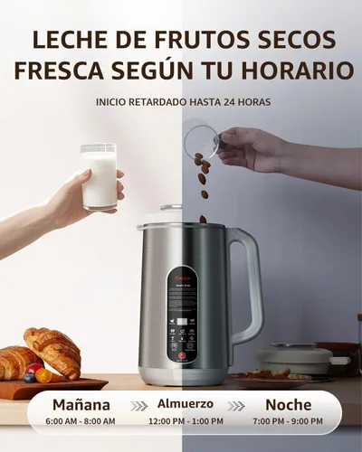 Vista 5 de Máquina para hacer leche de nueces de 40oz de acero inoxidable, máquina para hacer leche de soja, bebidas caseras de almendra, avena, jugo, coco, a