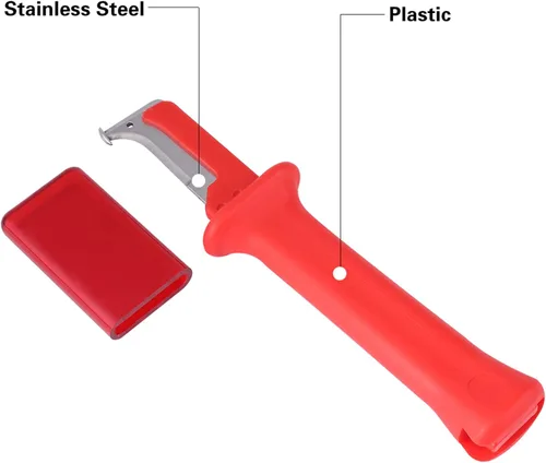 Vista 5 de Cuchillo pelacables Cuchillo Rojo Acero Inoxidable Pp 1 Pc Cable de Aislamiento Eléctrico Cortador Cortador de Mango Aislado Herramienta Con Rojo