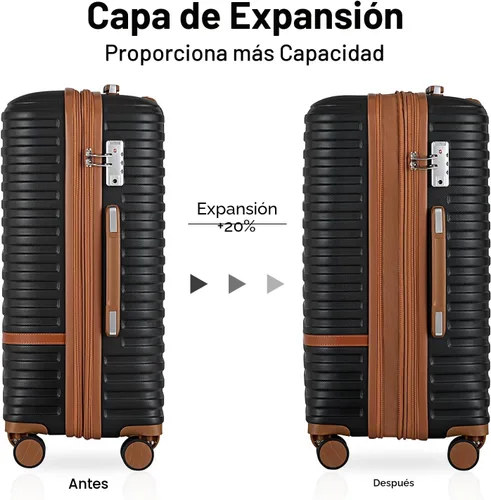 Vista 2 de Juego de maletas Joyway de 3 piezas, juego de maletas extensibles de cabina con rueda giratoria, juego de maletas de carcasa dura con candado TSA