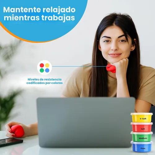 Vista 4 de FlintRehab Masilla terapéutica para adolescentes y adultos (paquete de 4, 3 onzas cada uno), masilla para terapia de manos, antiestrés y alivio