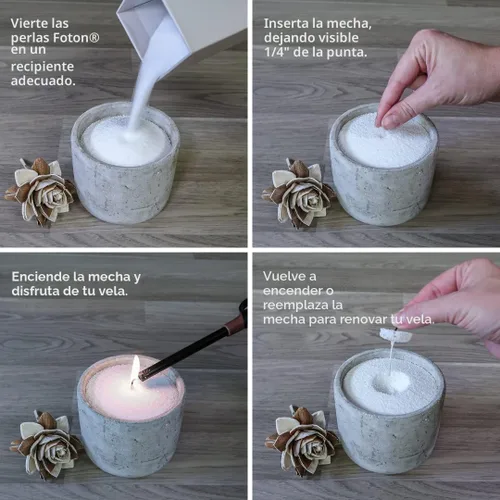 Vista 3 de Foton Vela Perlada 18 Oz - Velas de Cera en Polvo de Sidra Nevada, No Tóxicas, Lujo, Duraderas hasta 120 Horas - Vela Perlada de Arena Recargable
