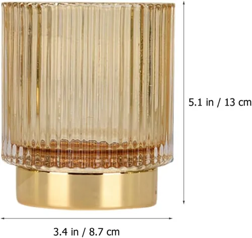 Vista 2 de Thickened Amber Glass Makeup Brush Holder Large Pen and Cosmetic Organizer for Vanity Desktop Storage