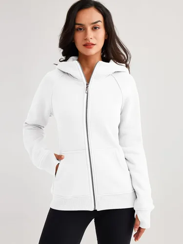 Vista 2 de Trendy Queen Sudaderas con capucha y cremallera para mujer, sudaderas de forro polar, sudaderas con bolsillos, ropa de invierno Y2K