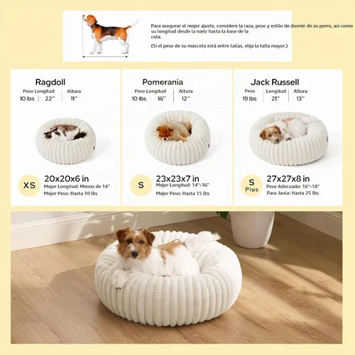 Vista 6 de Bedsure ComfyFleece® Donut - Cama para perros pequeños con funda extraíble lavable