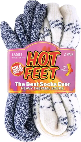Vista 8 de HOT FEET Calcetines térmicos para mujer, calcetines térmicos para clima frío, gruesos y cálidos, para senderismo, calcetines aislados, tallas