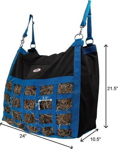 Vista 4 de Supreme Slow Feed - Bolsa de heno de carga superior con parte inferior súper resistente con aberturas rectangulares de 2 x 3.5 pulgadas