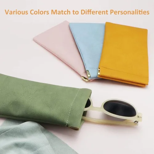 Vista 5 de VisionGlobal Paquete de 13 bolsas portátiles de cuero para lentes para mujereshombres, bolsa multiusos