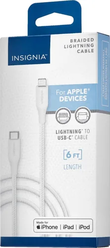 Vista 5 de INSIGNIA Cable USB a Lightning de carga/sincronización para iPhone, iPad, iPod (1 pie, gris luna)